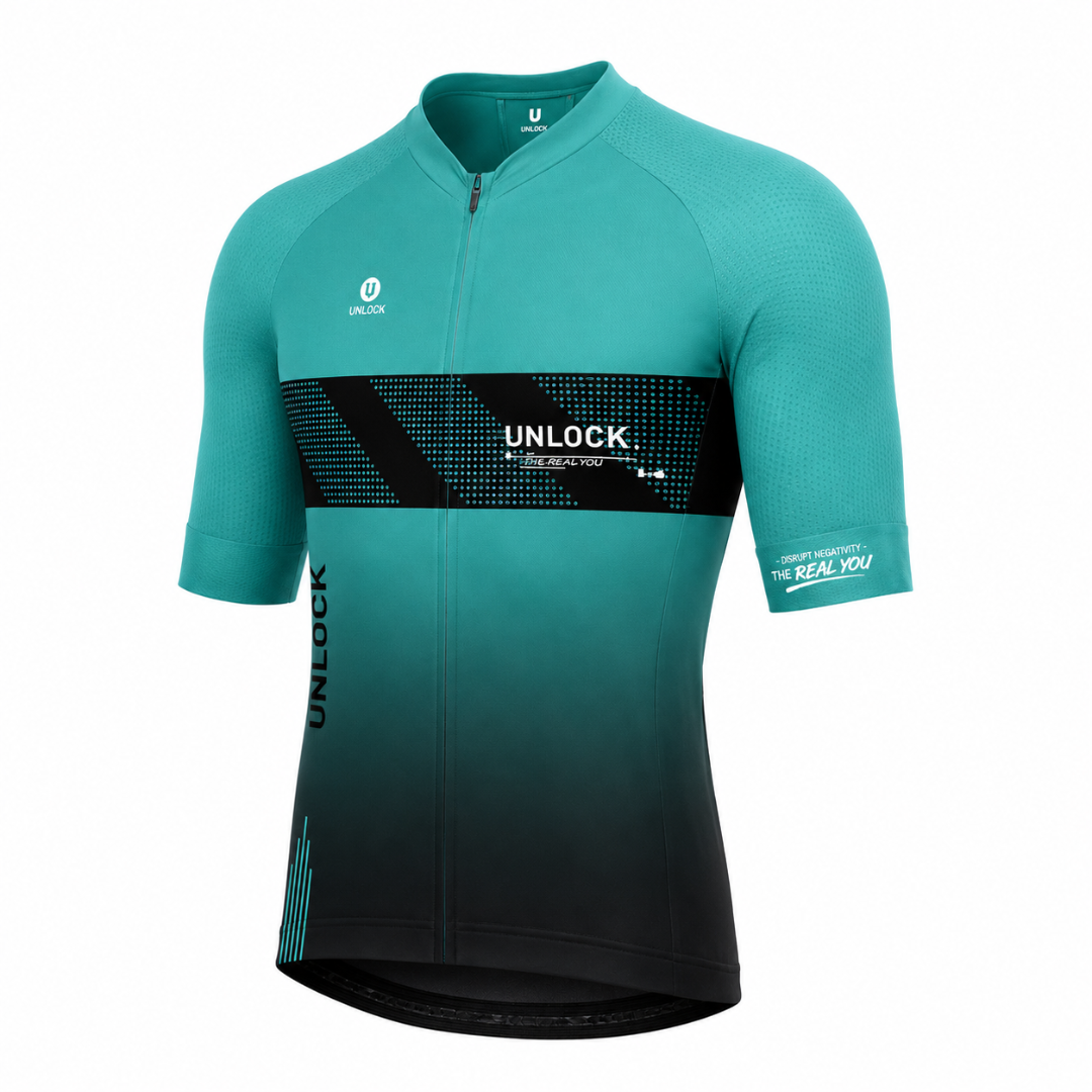 Maillot Cycliste UNLOCK Performance – Turquoise & Noir