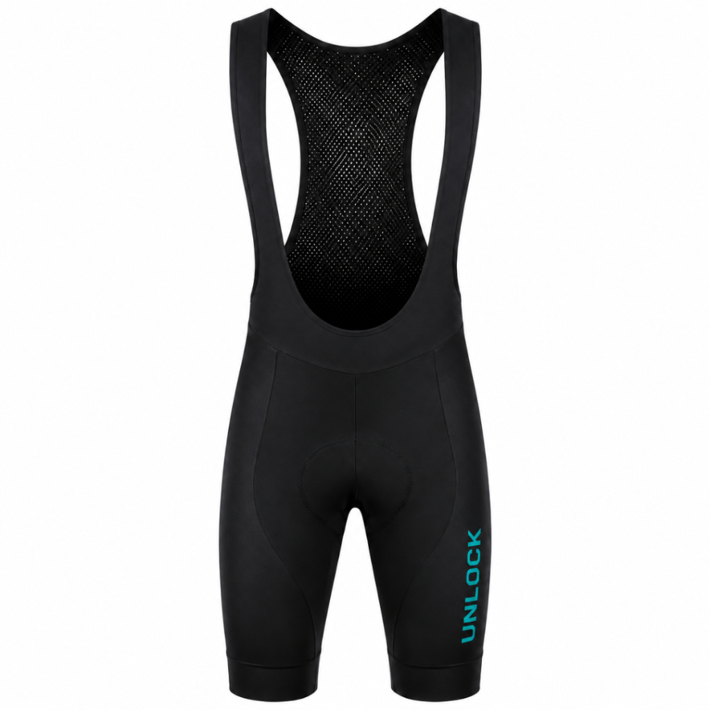 Cuissard Cycliste à Bretelles UNLOCK Performance – Noir & Turquoise
