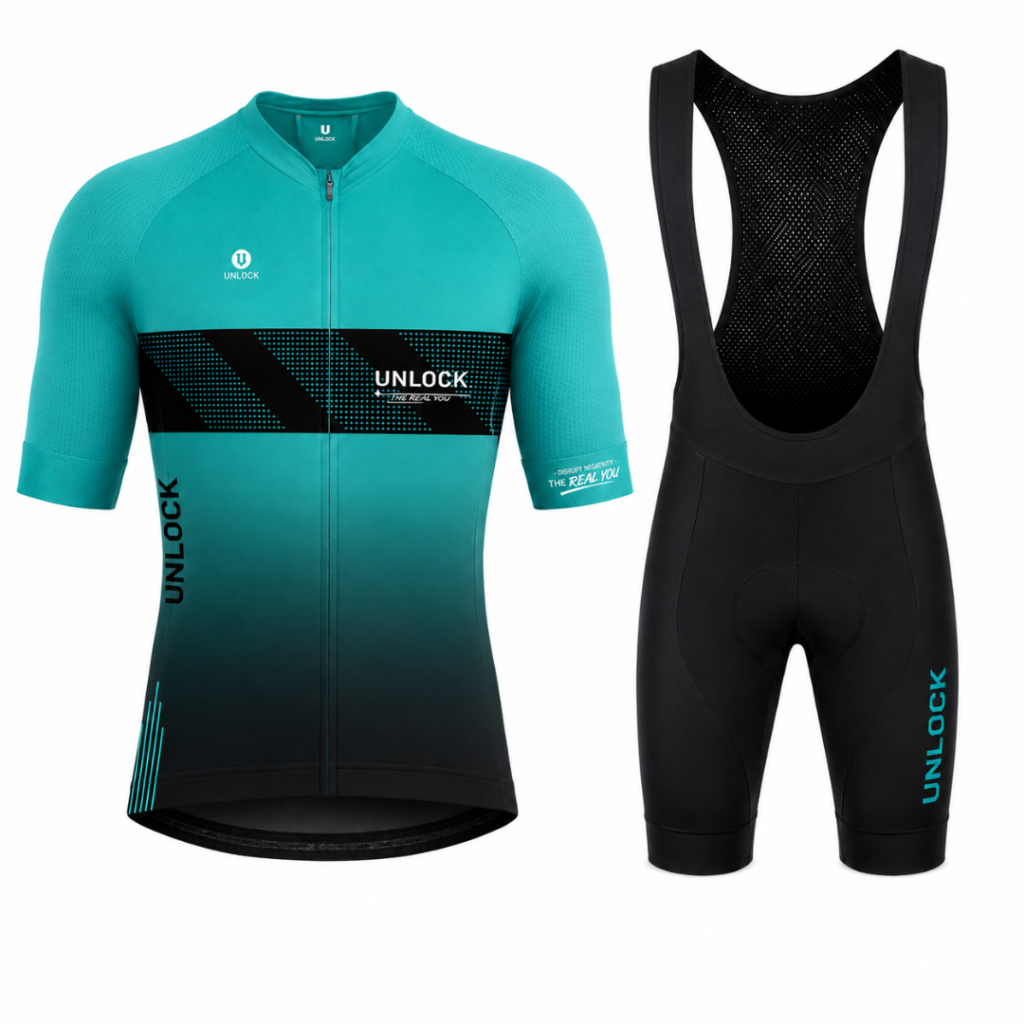Ensemble Cycliste UNLOCK Velocity – Turquoise & Noir | Unisexe