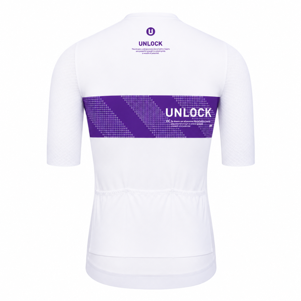 Maillot Cycliste UNLOCK Signature – Blanc & Violet