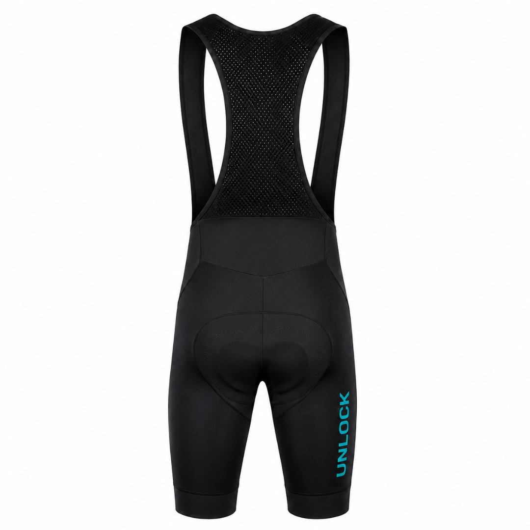 Cuissard Cycliste à Bretelles UNLOCK Performance – Noir & Turquoise