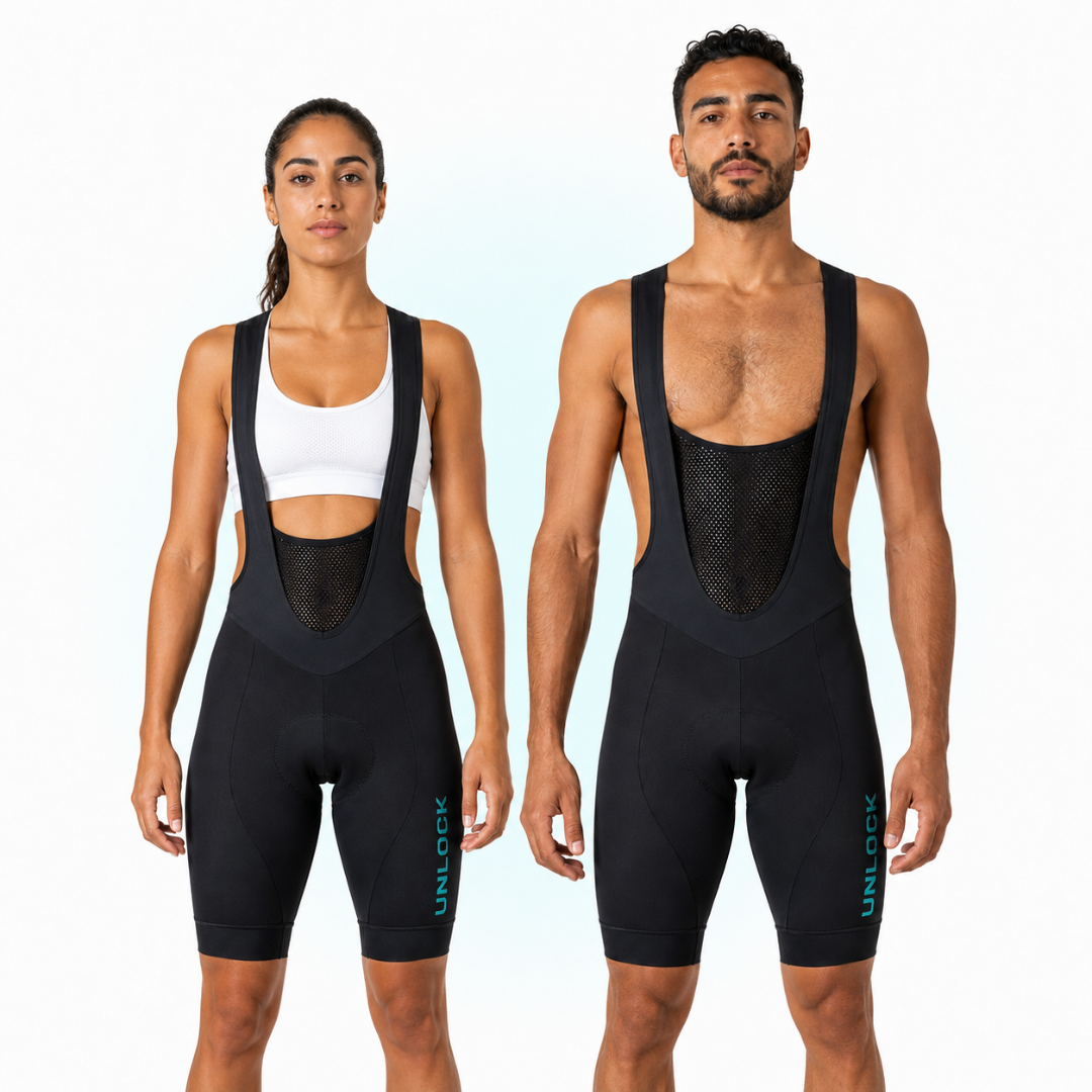 Cuissard Cycliste à Bretelles UNLOCK Performance – Noir & Turquoise